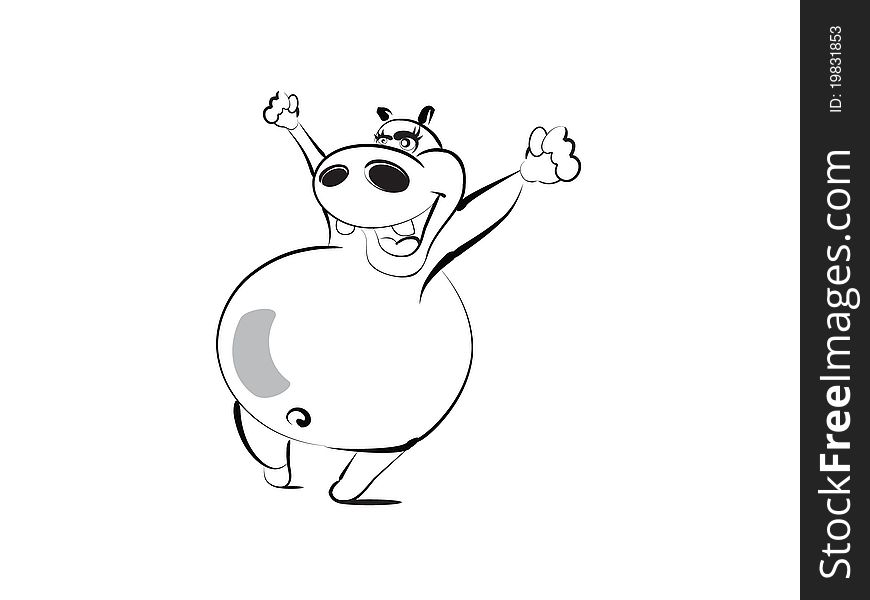 Black And White Hippo Cartoon