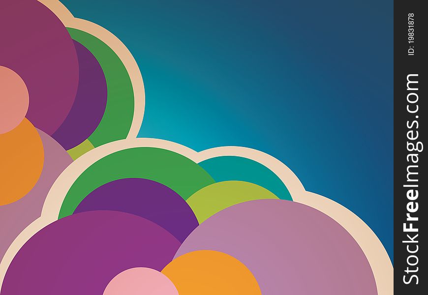 Retro style background with colorful cloud-like forms. Retro style background with colorful cloud-like forms.