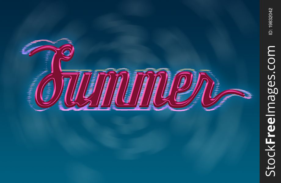 Summer typography design on blue background.