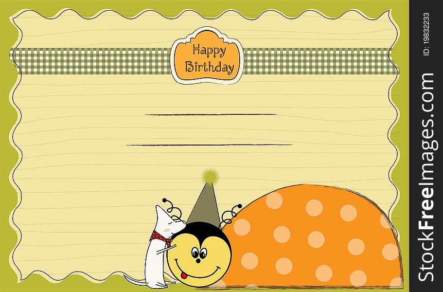 Happy birthday  card with ladybug