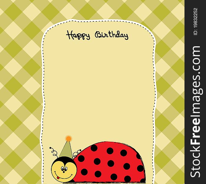 Childish birthday card with ladybug