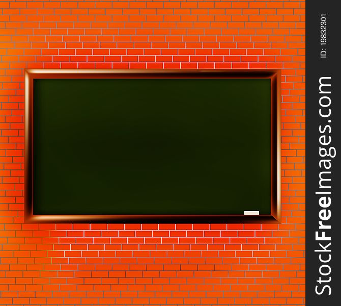Empty School Blackboard At Brick Wall