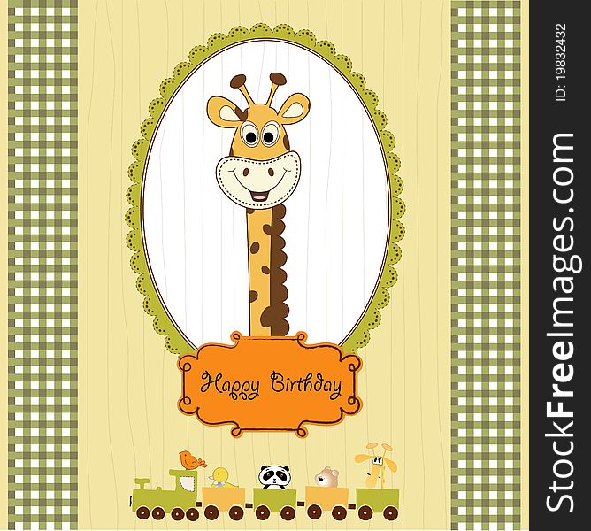 Birthday Greeting Card With Giraffe