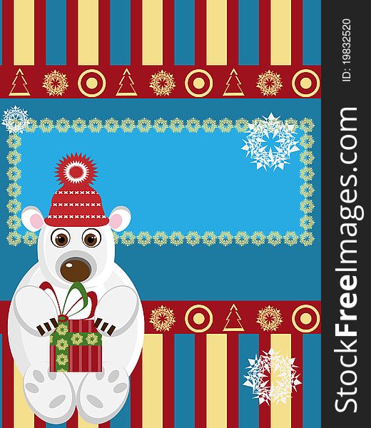 Christmas Card With White Bear