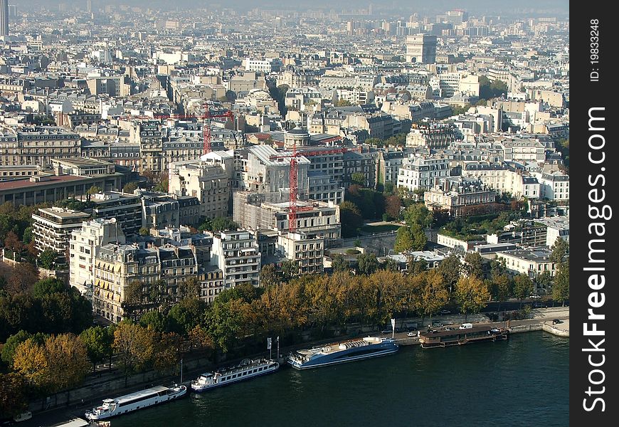 Overlooking Paris from the top of the eiffel tower, paris. Overlooking Paris from the top of the eiffel tower, paris