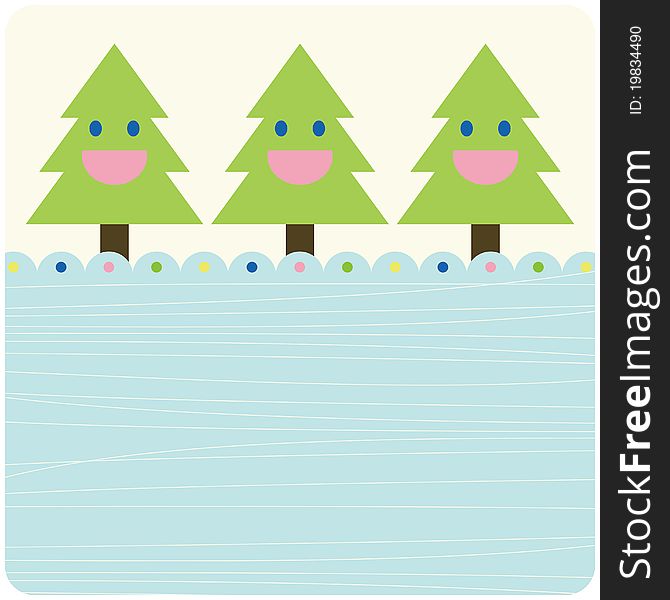 Vector Tree Of Christmas Card