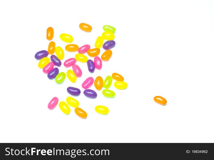 Jelly-beans on white background isolate