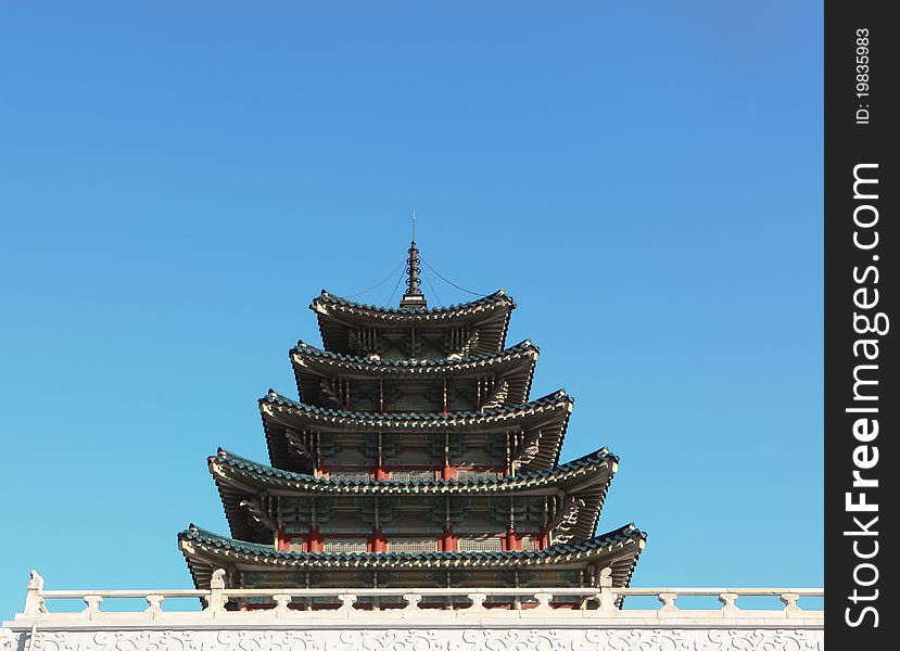 Ancient palace in south korea with blue sky