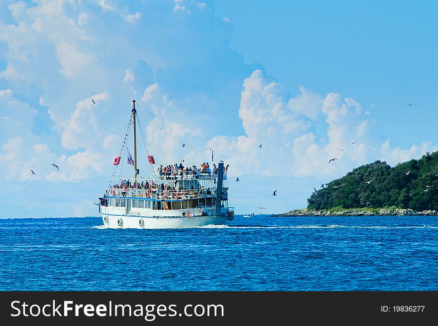 White Boat On The Sea Of Adriatic