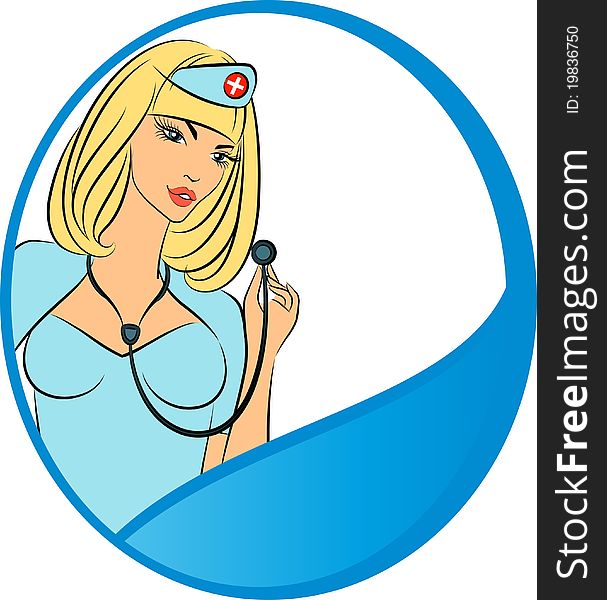 Nurse with stethoscope .illustration for a design