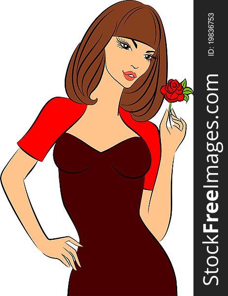 Beautiful girl with flower.illustration for a design