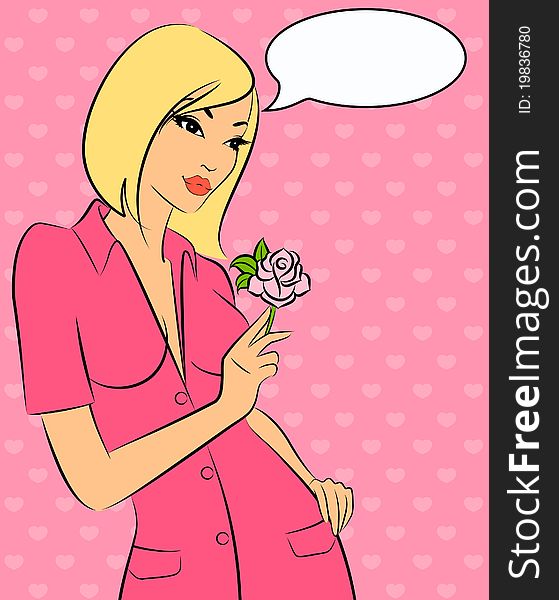 Beautiful girl with flower.illustration for a design