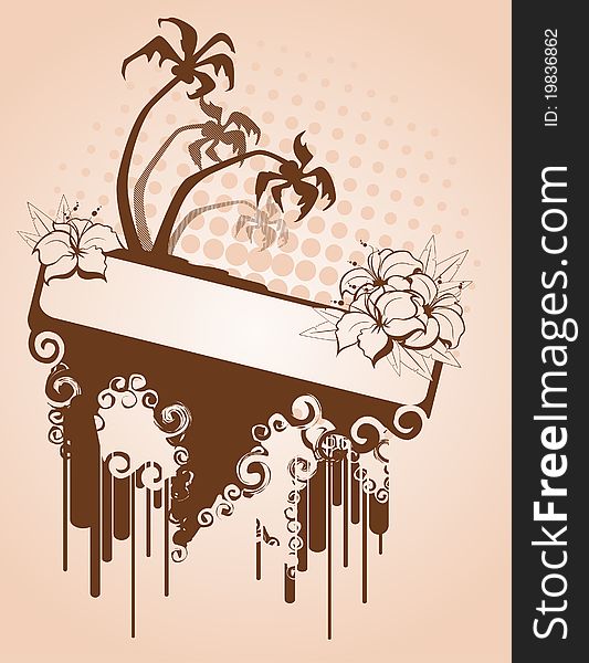 Summer banner with tropical palms,illustration for a design