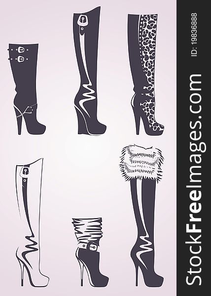 Silhouette of fashion footwear,illustration for a design
