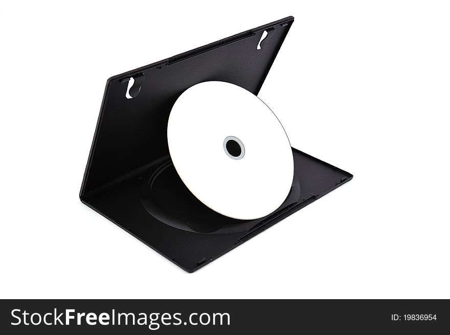 Dvd optical drive and box on a white background
