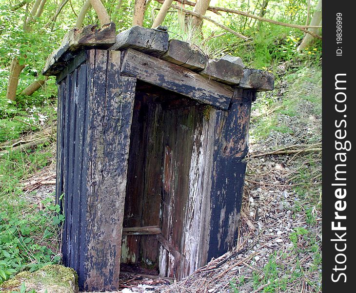 An old wooden railway hut made from sleepers. An old wooden railway hut made from sleepers