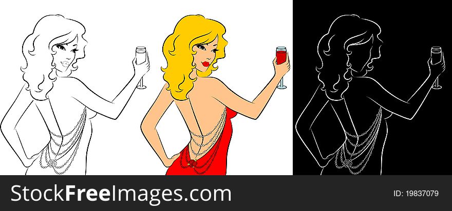 Sexy women in red.illustration for a design