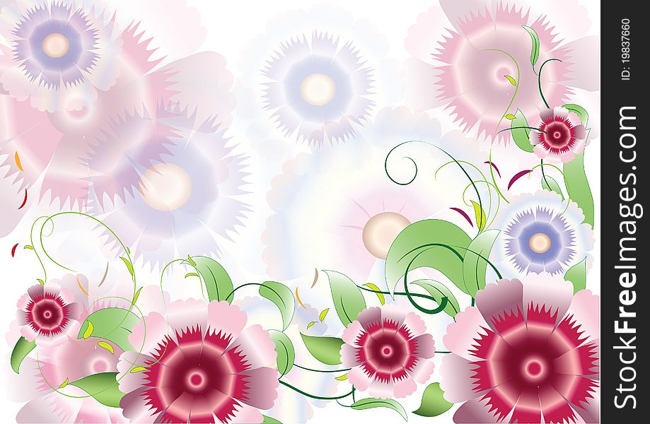 Color background with flowers and leaves. Color background with flowers and leaves