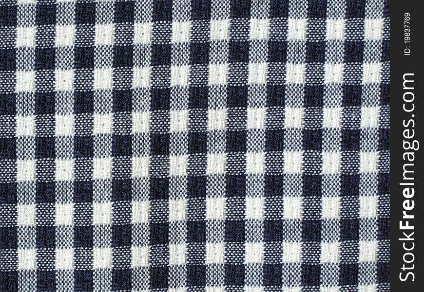 Cotton material of blue and white checkerboard pattern. Cotton material of blue and white checkerboard pattern