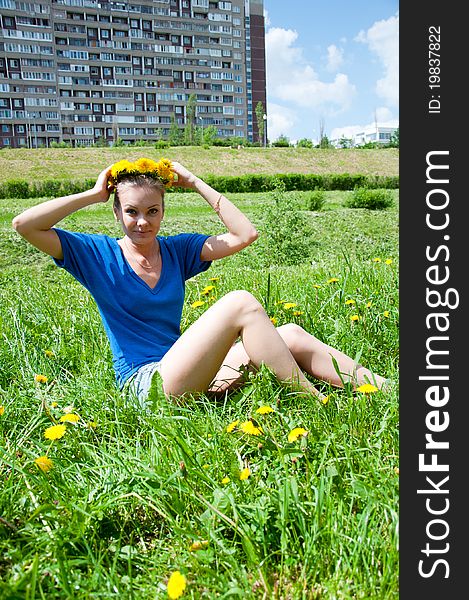 Beautiful woman in a city park. Beautiful woman in a city park