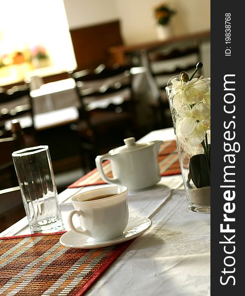 Cup of tea on a table - restaurant