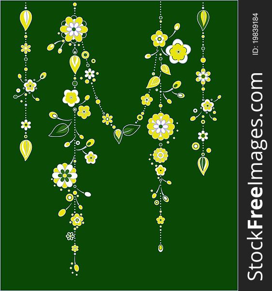 Vector Illustration of Decorative Wind Chimes with floral ornament design