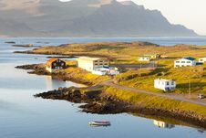 Typical Icelandic Landscape - Djupivogur Village Royalty Free Stock Images