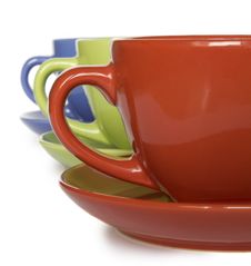 Colour Cups And Soucers Royalty Free Stock Photography Colour Cups And Soucers Royalty Free Stock Photography