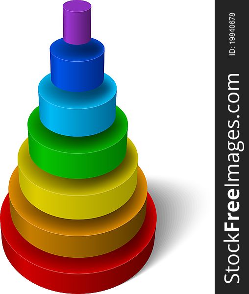 Layered pyramid in rainbow colors.