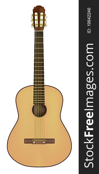 Acoustic Guitar Isolated On A White
