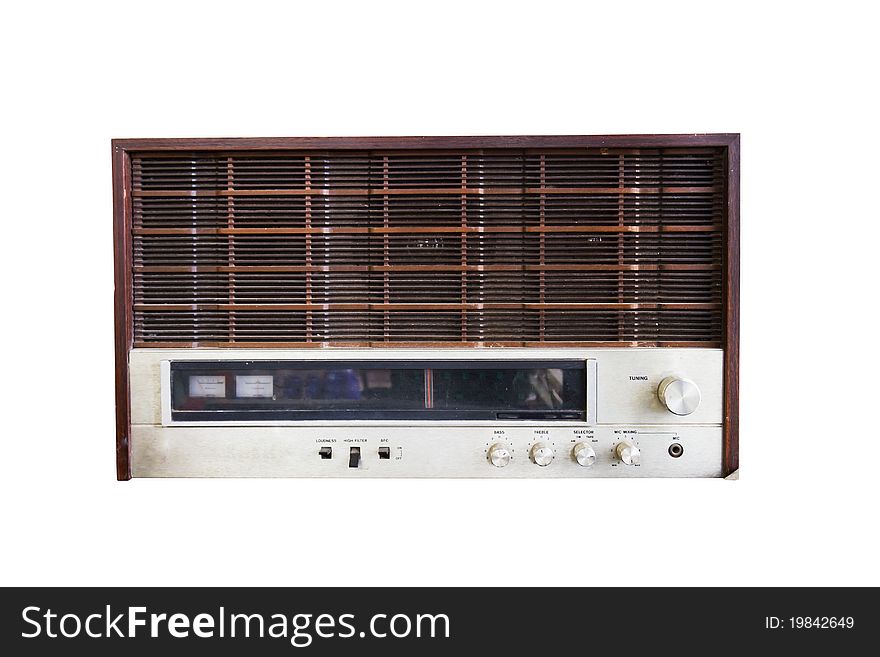 Old radio isolated on white background.