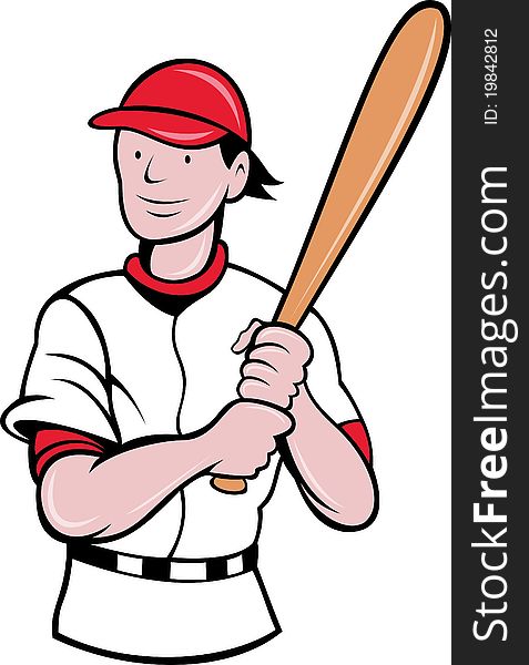 Baseball Player Batting Cartoon