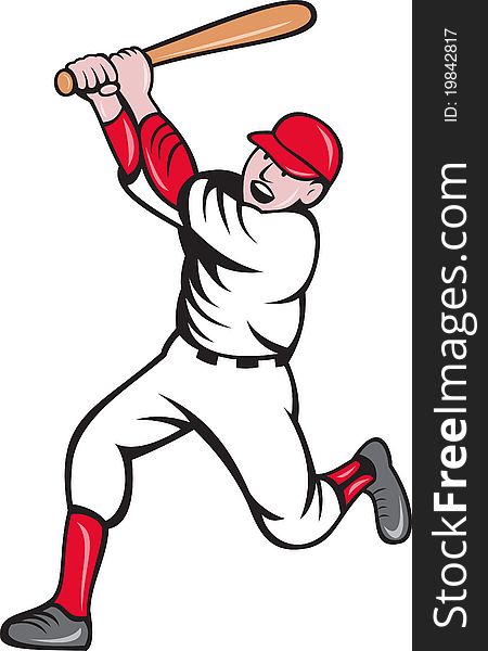 Baseball player batting cartoon