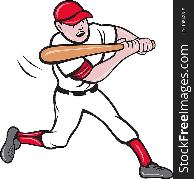 Baseball player batting cartoon