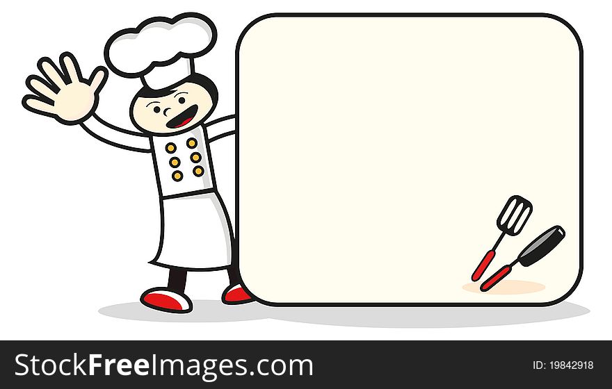 Chef with blank page for restaurant menu