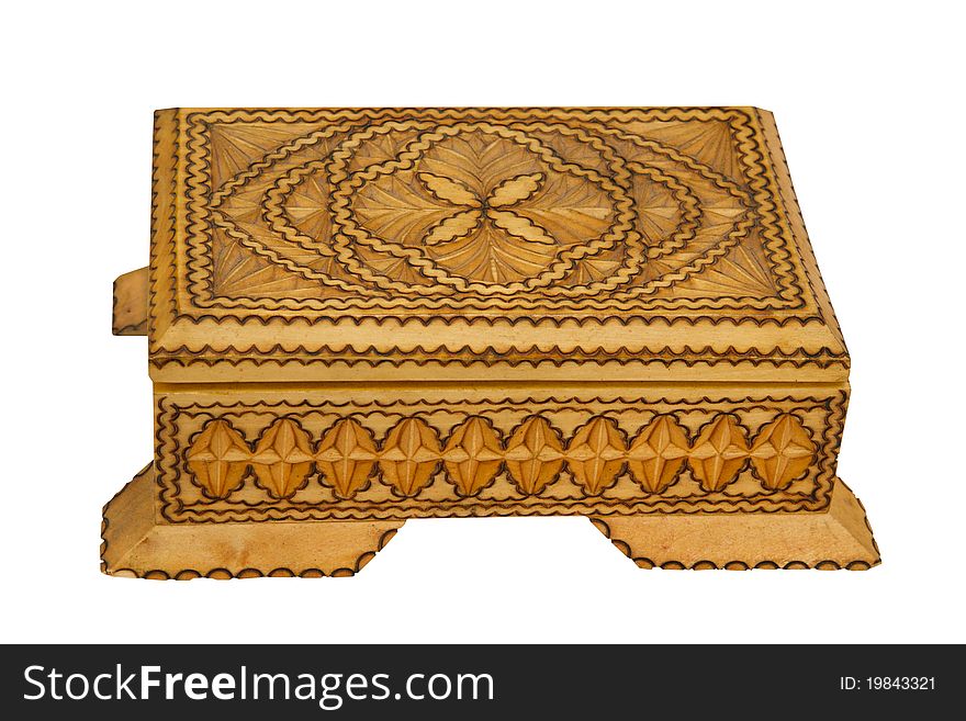Ornamental box for jewelry on the isolated white background. Ornamental box for jewelry on the isolated white background
