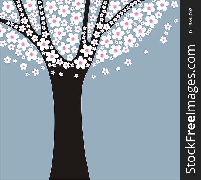Stylized flowering tree with space for your text