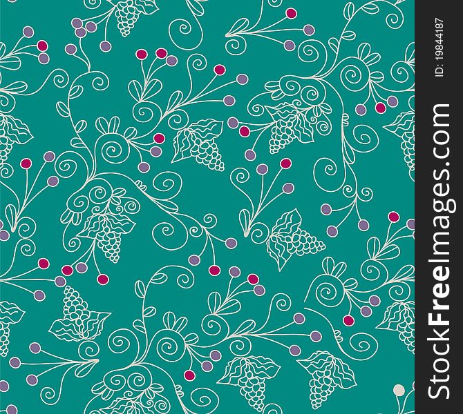 Floral ethnic seamless pattern with grape