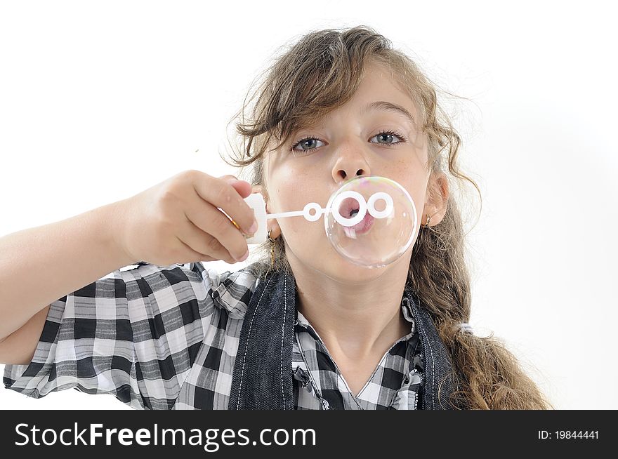 Girl creating bubbles