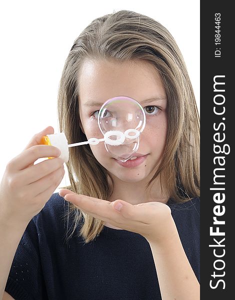 Girl having fun with bubble