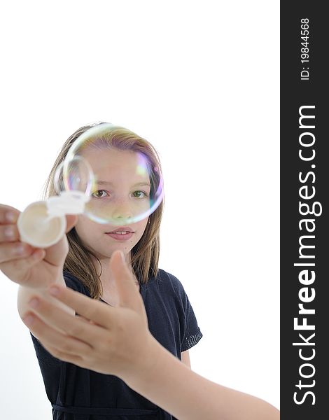 Transparent bubble and smiling human face