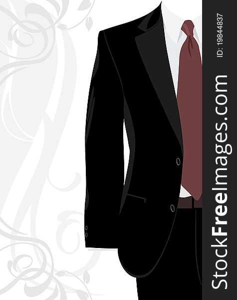 Masculine suit on the decorative background. Illustration