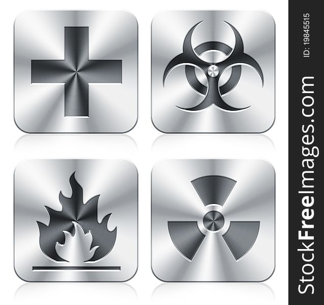 Four medical and danger icons
