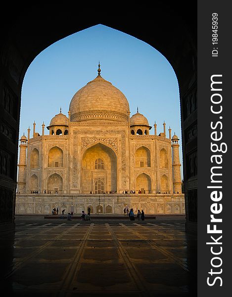 Taj Mahal, the famous mausoleum built by Shah Jahan in memory of his wife, Mumtaz Mahal in Agra, India. Taj Mahal, the famous mausoleum built by Shah Jahan in memory of his wife, Mumtaz Mahal in Agra, India.