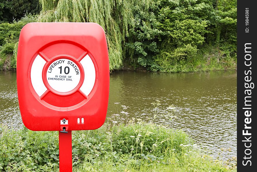 Lifebuoy near river