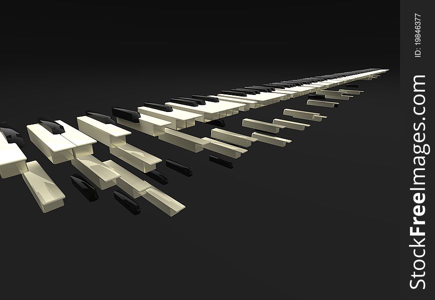 3d illustration of many long keyboard falling. 3d illustration of many long keyboard falling