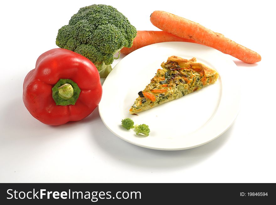 Vegetable Pie On A White Dish