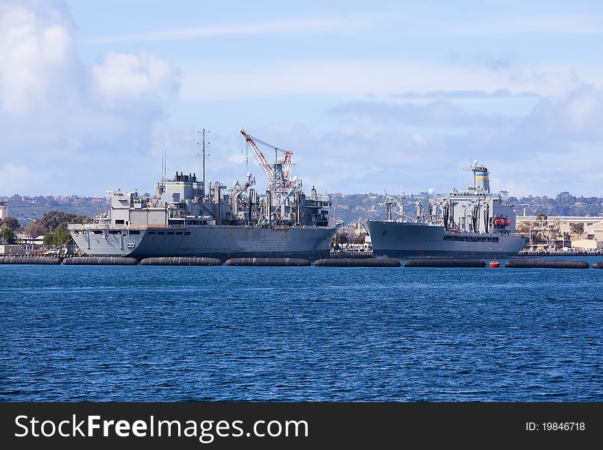 Battleship, ocean and clouds in San Diego. Battleship, ocean and clouds in San Diego.