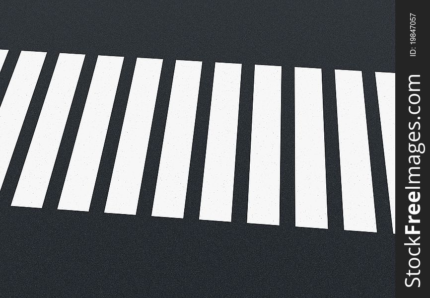 Closeup of a street with the zebra crossing (3d render). Closeup of a street with the zebra crossing (3d render)