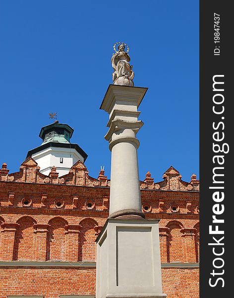 Old town hall in Sandomierz, Poland. The town hall was build in the XIV century and the tower was build in the XVII century.